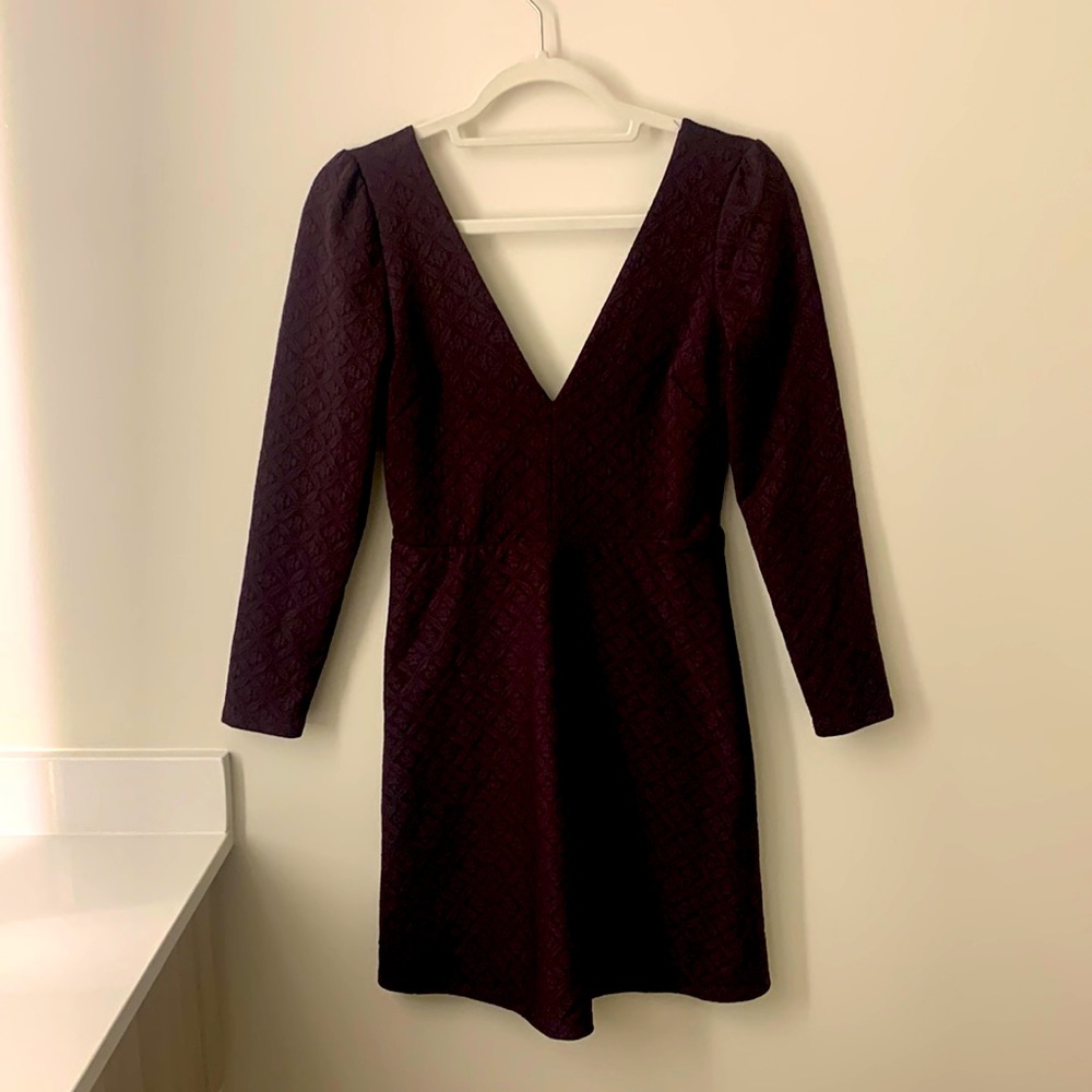 Dark Purple Deep-V Dress